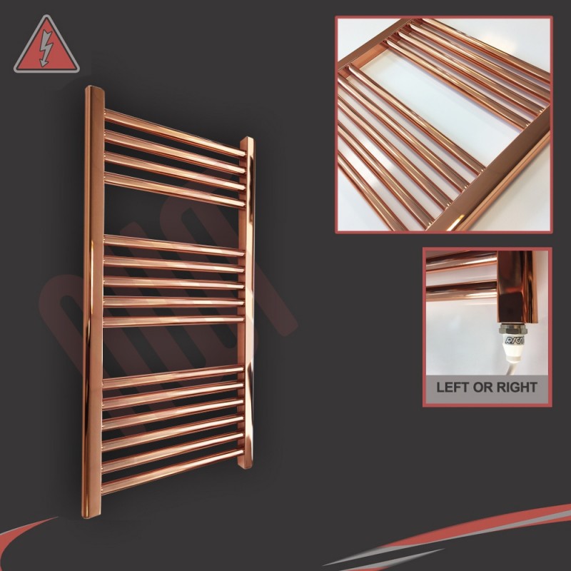 500mm (w)  x 800mm (h) Electric "Copper" Towel Rail (Single Heat or Thermostatic Option)