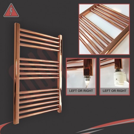 600mm (w)  x 800mm (h) Electric "Copper" Towel Rail (Single Heat or Thermostatic Option)