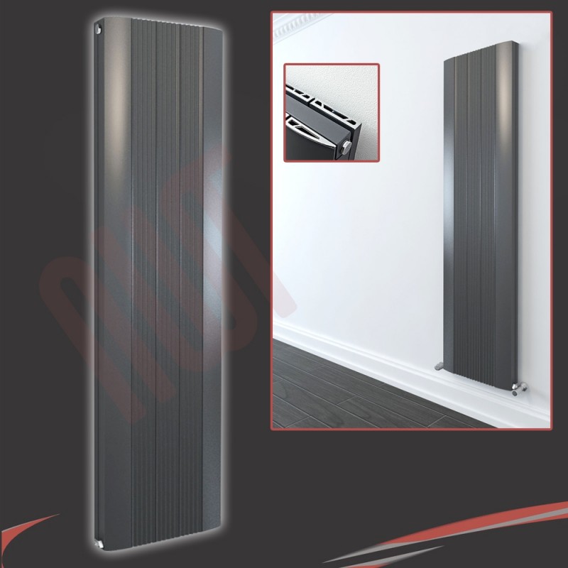 470mm (w) x 1800mm (h) "Cariad" Double Panel Anthracite Vertical Aluminium Radiator (10 Extrusions)