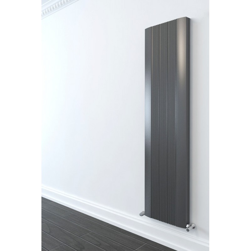 470mm (w) x 1800mm (h) "Cariad" Double Panel Anthracite Vertical Aluminium Radiator (10 Extrusions)