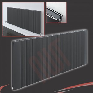 1500mm (w) x 500mm (h) "Cariad" Double Panel Anthracite Horizontal Aluminium Radiator (32 Extrusions)