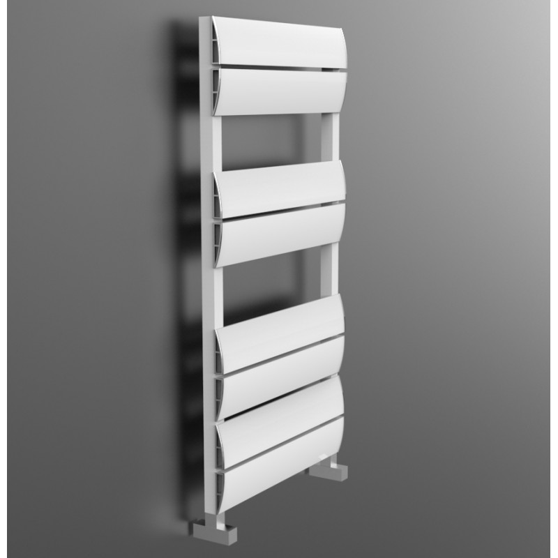 500mm (w) x 1000mm (h) "Wave" White Single Aluminium Towel Rail (8 Extrusions)