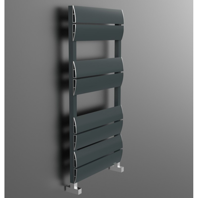 500mm (w) x 1000mm (h) "Wave" Anthracite Single Aluminium Towel Rail (8 Extrusions)