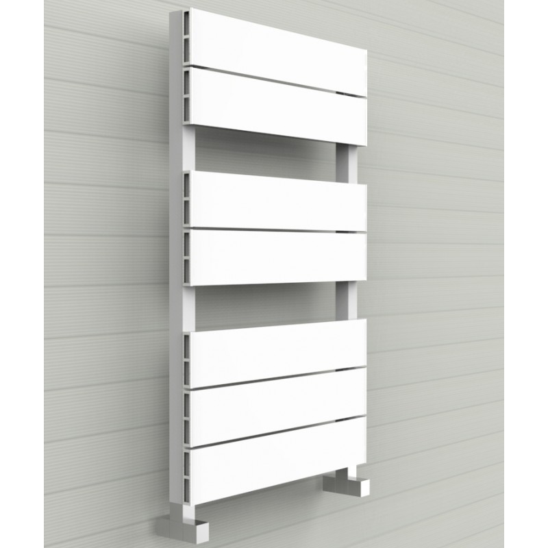 500mm (w) x 800mm (h) "Flow" White Single Aluminium Towel Rail (7 Extrusions)