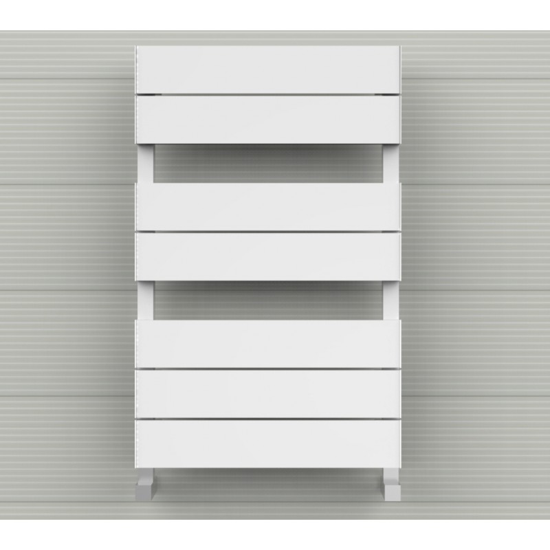 500mm (w) x 800mm (h) "Flow" White Single Aluminium Towel Rail (7 Extrusions)