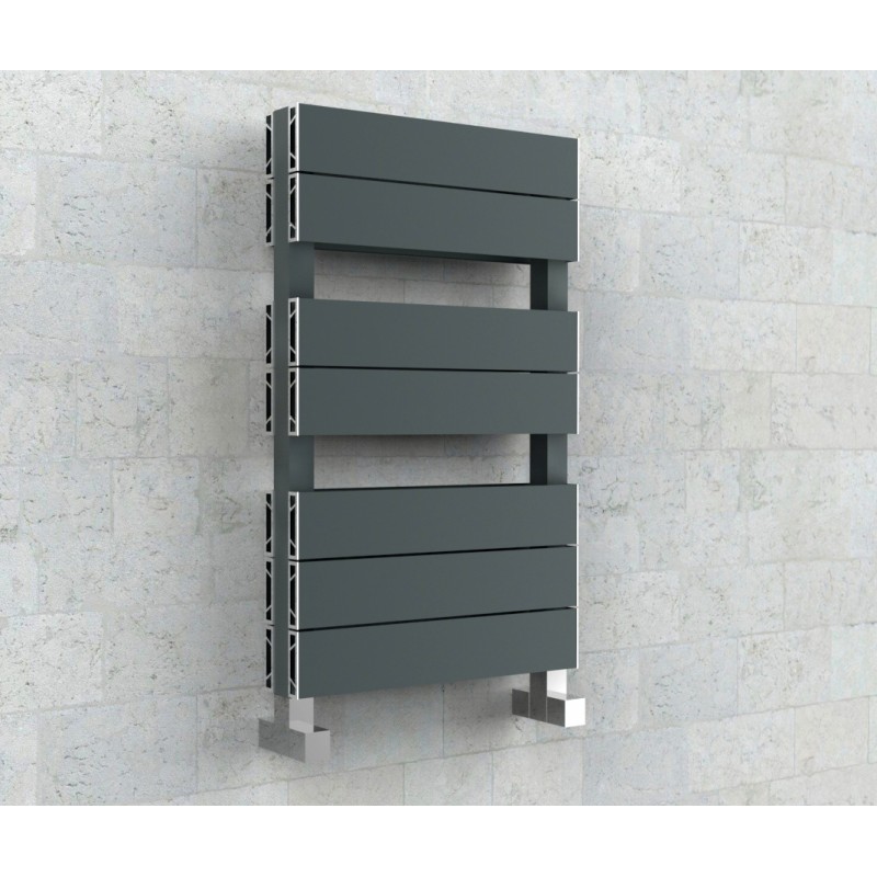 500mm (w) x 800mm (h) "Flow" Anthracite Double Aluminium Towel Rail (14 Extrusions)