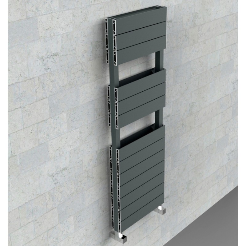 500mm (w) x 1500mm (h) "Flow" Anthracite Double Aluminium Towel Rail (26 Extrusions)