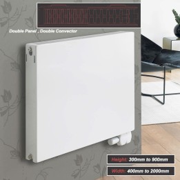 Ultraheat "Planal" Flat Panel Horizontal White Radiator (59 Sizes - Double Panel, Double Convector)