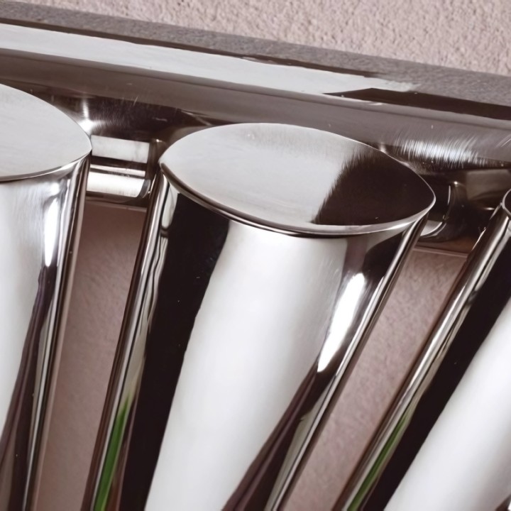 Ultraheat "Sofi" Chrome Double Oval Tube Vertical Radiators (7 Sizes) - closeup