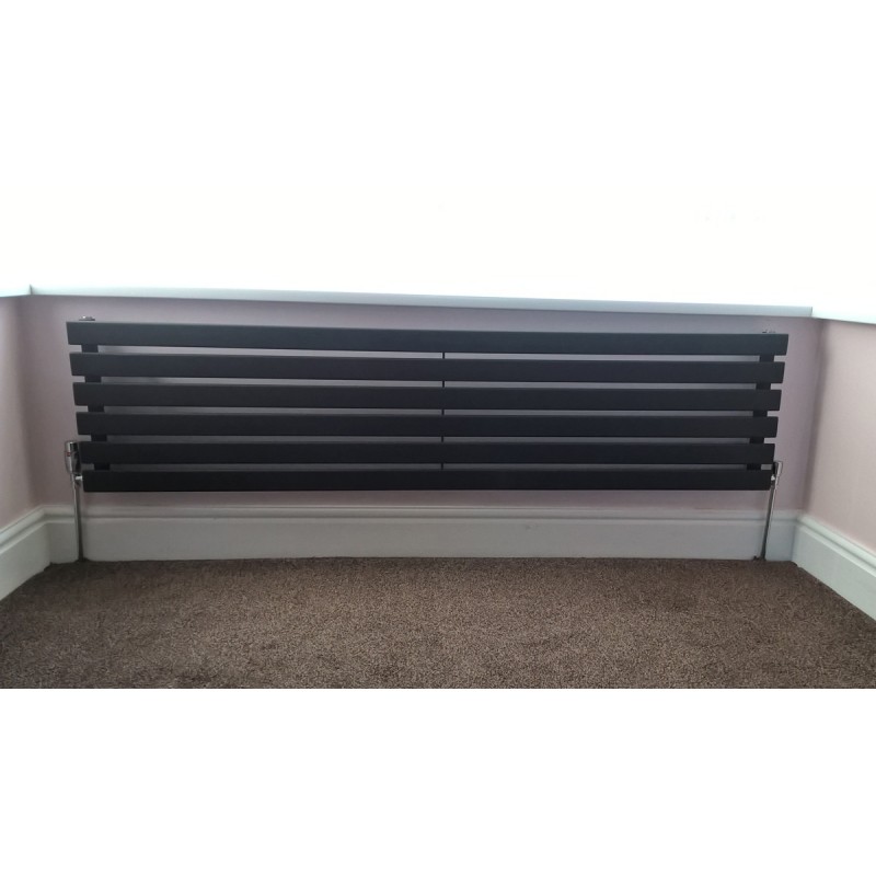 1850mm (w) x 440mm (h) Corwen Black Horizontal Radiator