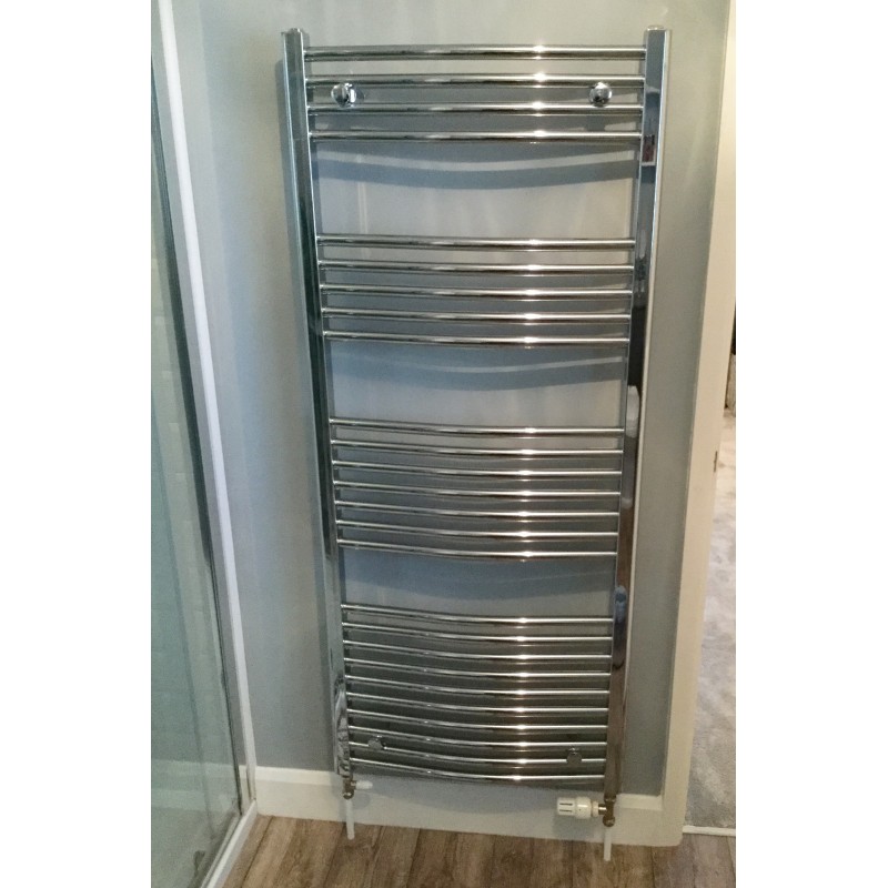 600mm  x 1400mm Curved Chrome Towel Rail