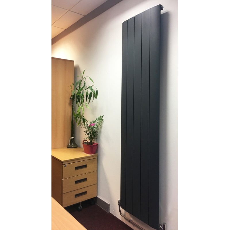 470mm (w) x 1800mm (h) "Cariad" Single Panel Anthracite Vertical Aluminium Radiator (5 Extrusions)