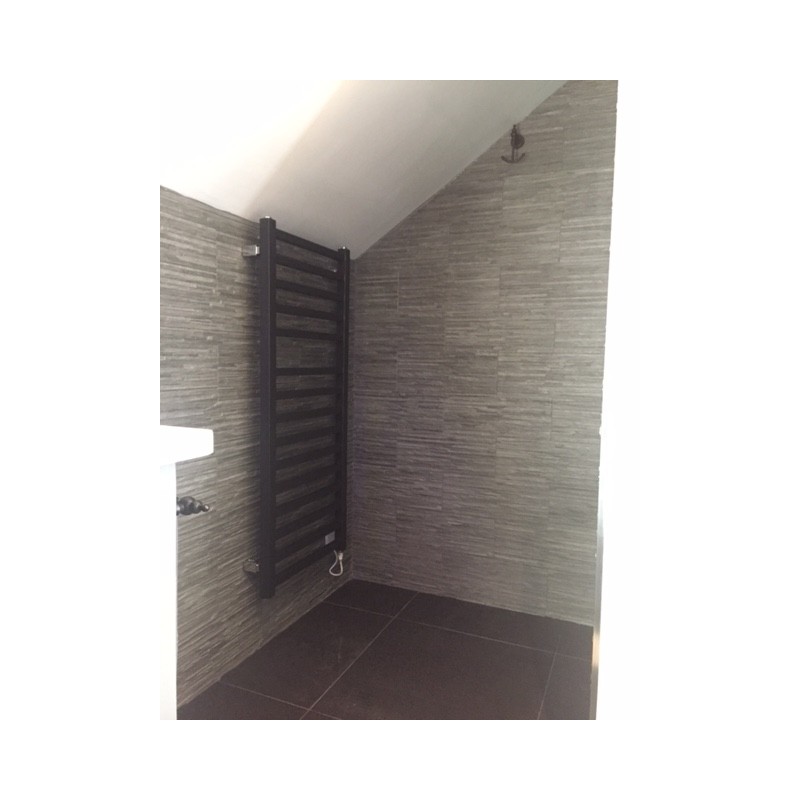 500mm x 1165mm Single Heat Denbigh Black Towel Rail