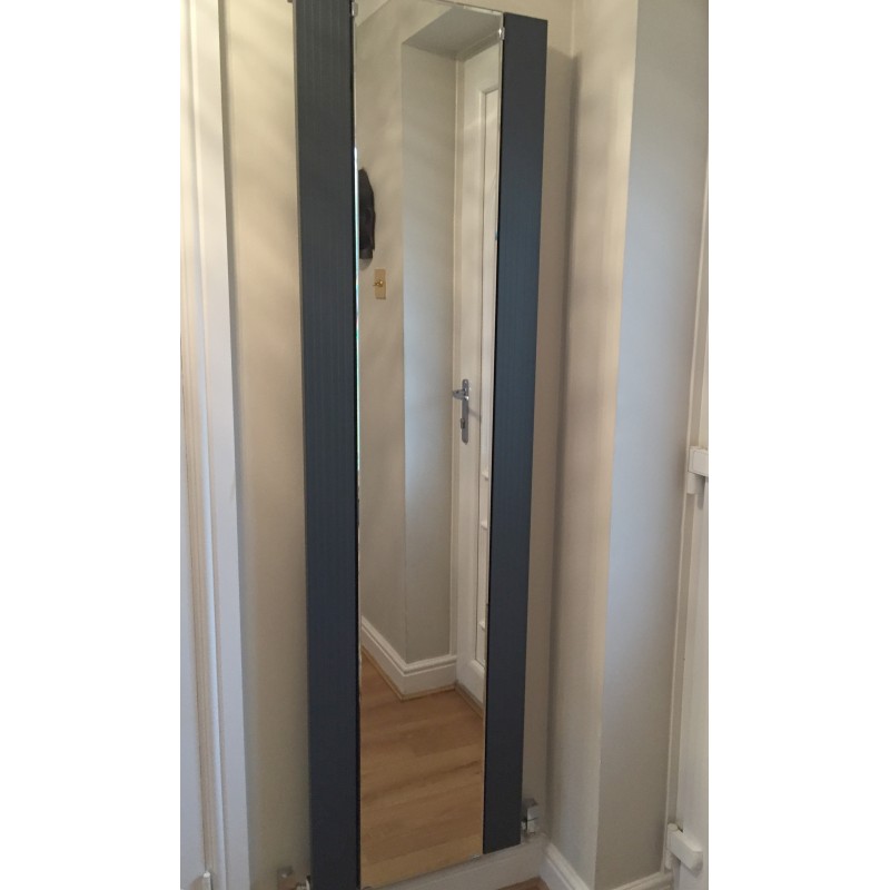 465mm (w) x 1700mm (h) Newborough Anthracite Flat Panel Aluminium Mirror Radiator