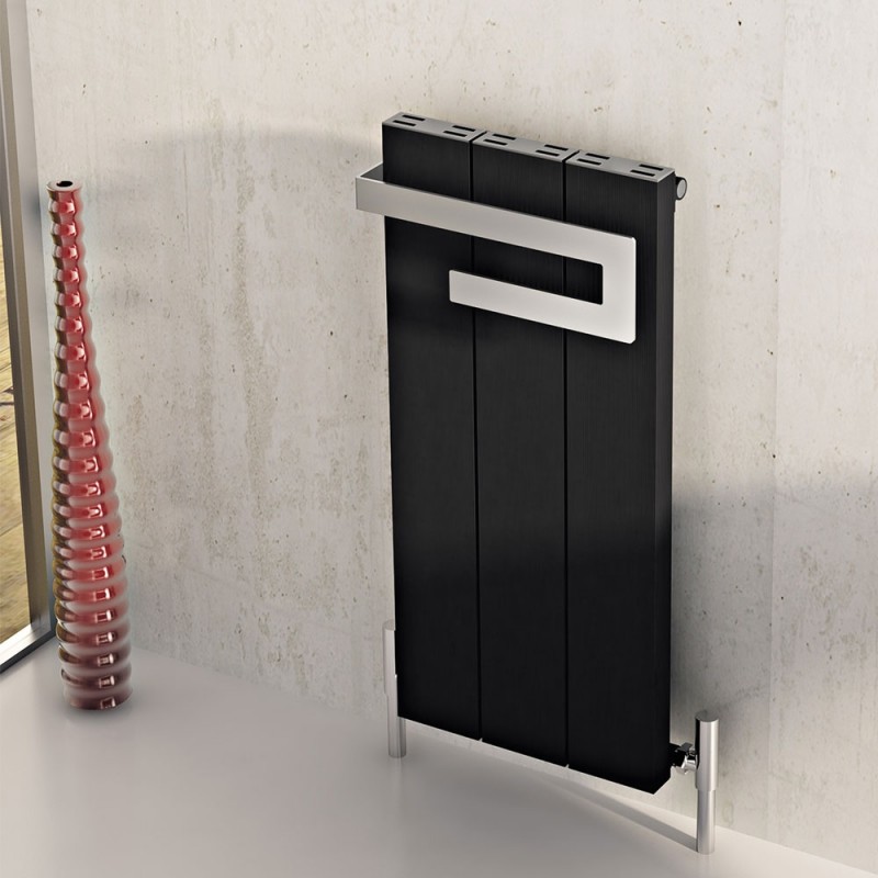 370mm (w) x 800mm (h) Carisa "Elvino Bath" Black Aluminum Designer Radiator - Insitu