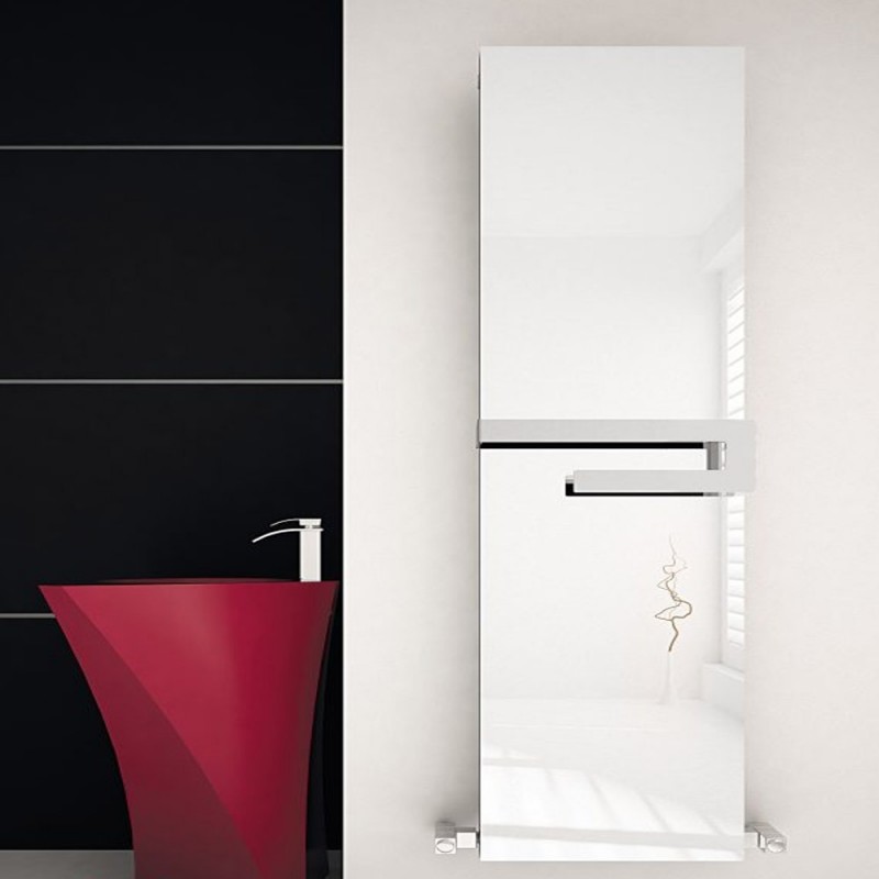 370mm (w) x 1800mm (h) Carisa "Elvino Bath Mirror" Aluminum Designer Mirror Radiator