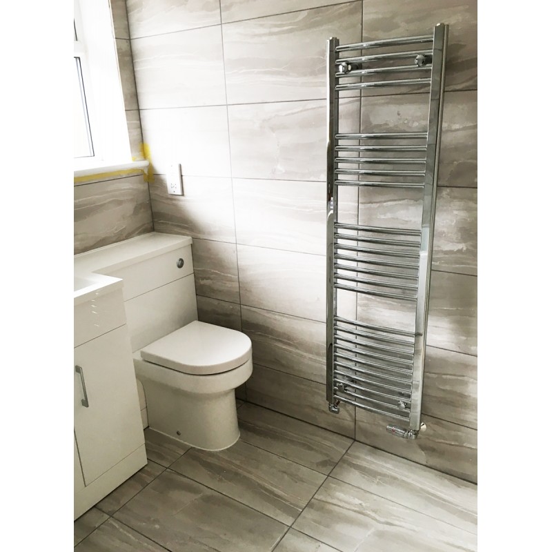 400mm  x 1400mm Curved Chrome Towel Rail