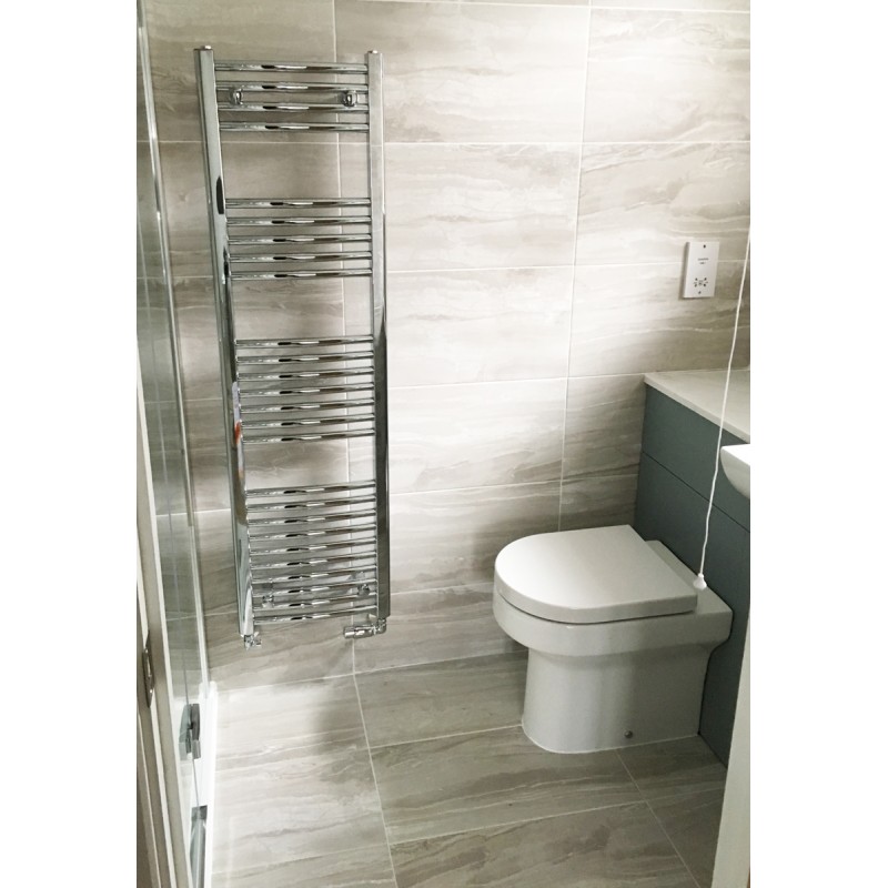 400mm  x 1400mm Curved Chrome Towel Rail