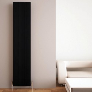 Carisa "Elvino" Black Aluminium Flat Panel Vertical Designer Radiators (2 Sizes)