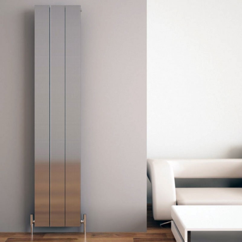 Carisa "Elvino" Polished Anodised Aluminium Flat Panel Vertical Designer Radiators (2 Sizes)