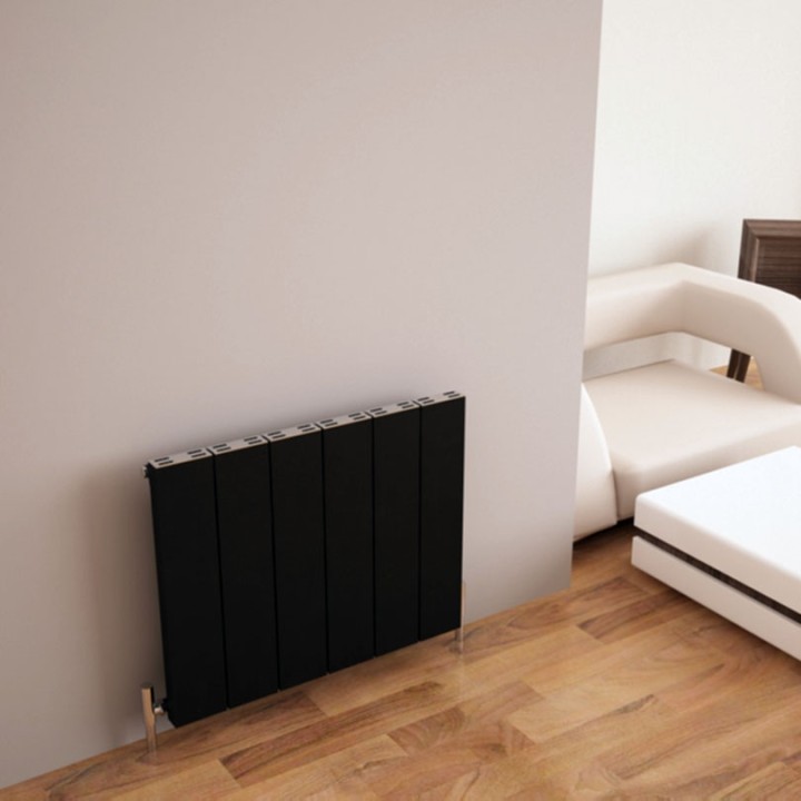 Carisa "Elvino" Black Aluminium Flat Panel Horizontal Designer Radiators (3 Sizes)