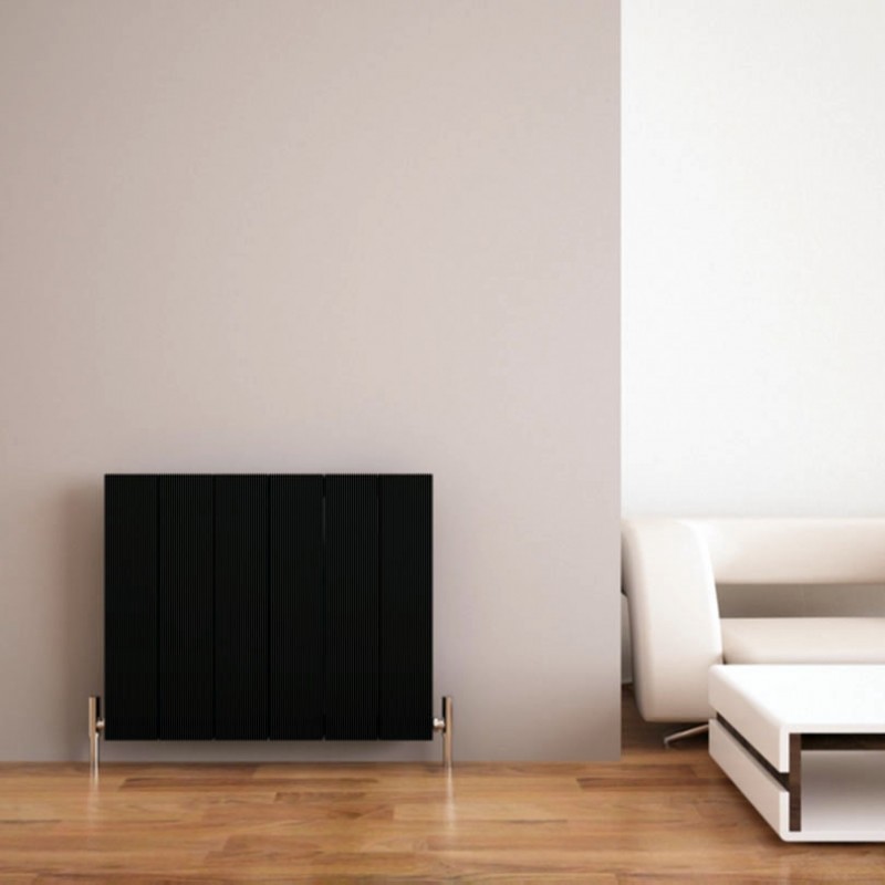 Carisa "Elvino" Black Aluminium Flat Panel Horizontal Designer Radiators (3 Sizes)