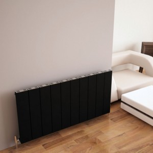 Carisa "Elvino" Black Aluminium Flat Panel Horizontal Designer Radiators (3 Sizes)