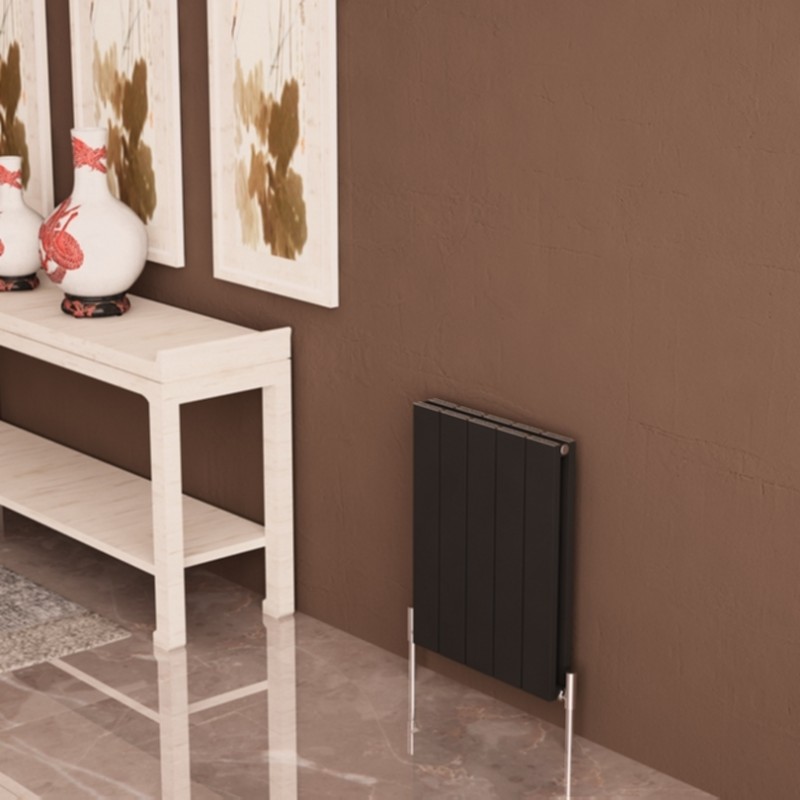 Carisa "Nemo Double" Black Aluminium Flat Panel Horizontal Designer Radiators (5 Sizes)