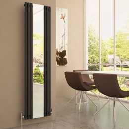 415mm (w) x 1800mm (h) Carisa "Sophia Mirror" White Aluminium Designer Vertical Mirror Radiator