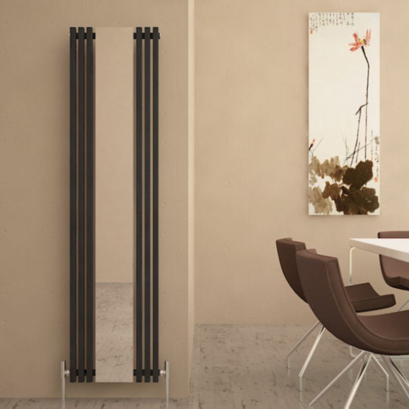 415mm (w) x 1800mm (h) Carisa "Sophia Mirror" White Aluminium Designer Vertical Mirror Radiator