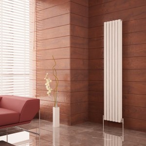 Carisa "Tallis Double" White Aluminium Oval Tube Designer Vertical Radiators (2 Sizes)