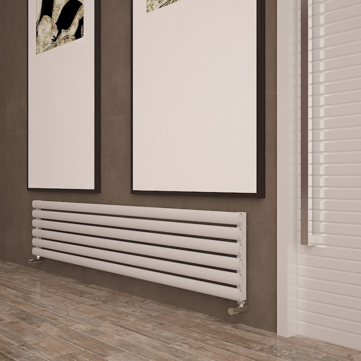 Carisa "Tallis" White Aluminium Oval Tube Designer Horizontal Radiators (2 Sizes)