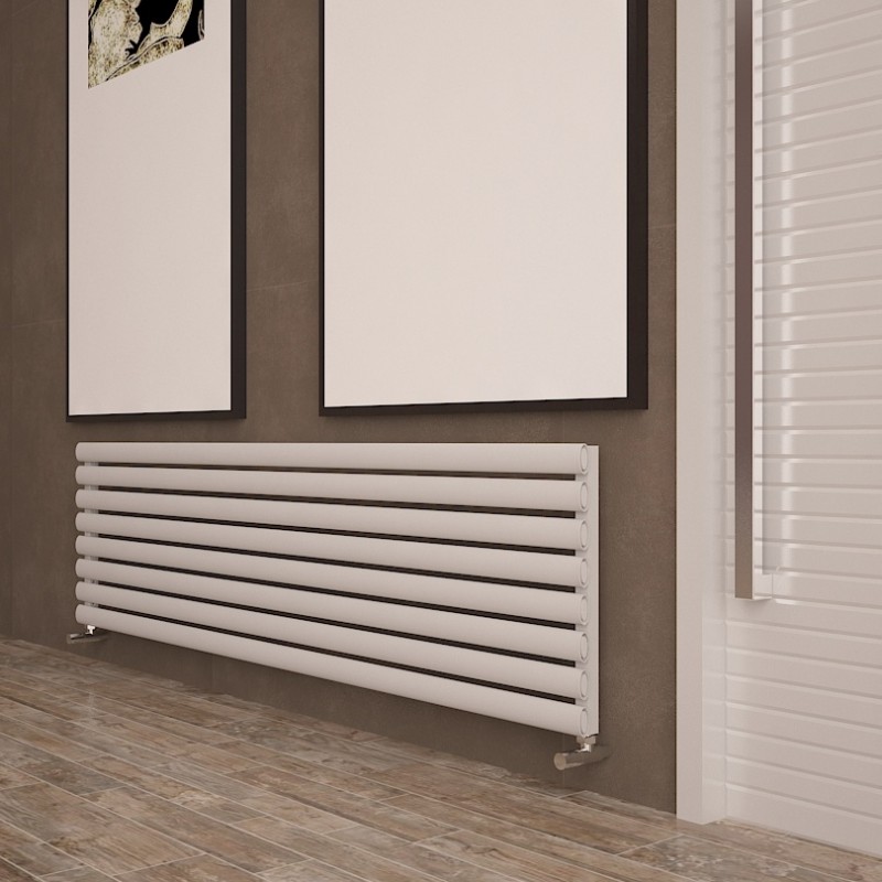 Carisa "Tallis" White Aluminium Oval Tube Designer Horizontal Radiators (2 Sizes)