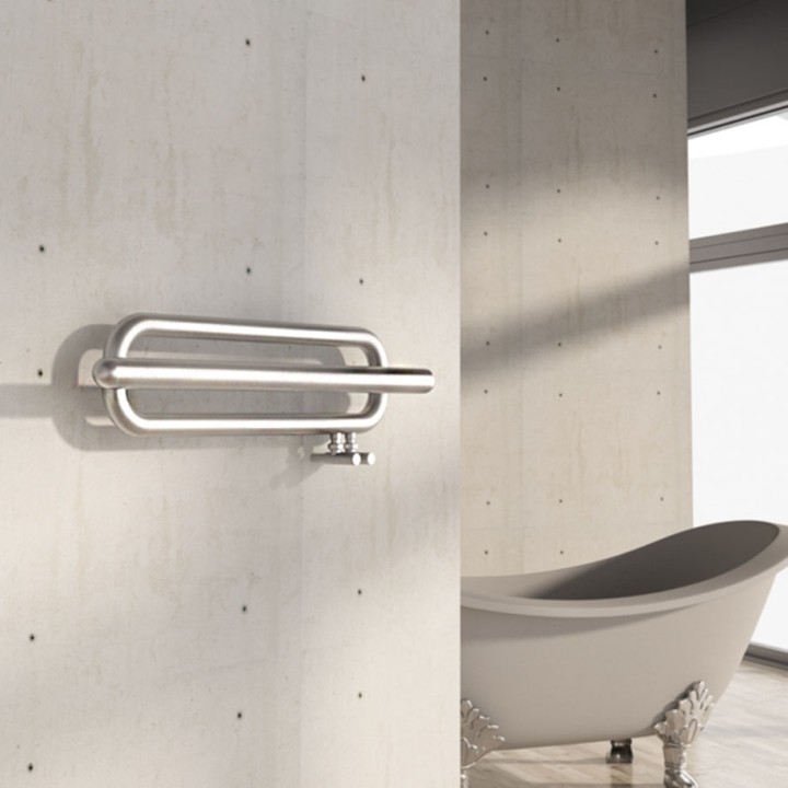 250mm (w) x 1000mm (h) Carisa "Swing" Brushed Stainless Steel Designer Radiator