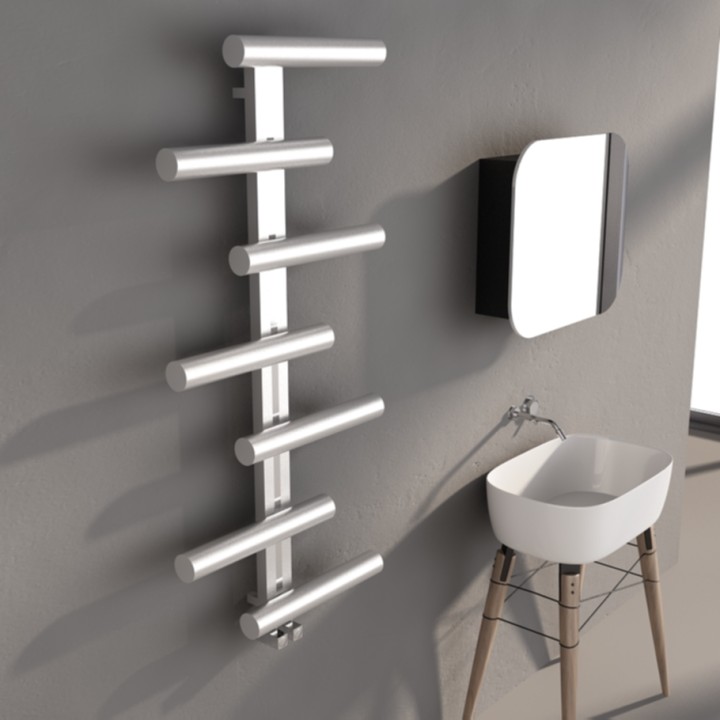 500mm (w) x 1000mm (h) Carisa "Vivi" Brushed Stainless Steel Designer Towel Rail