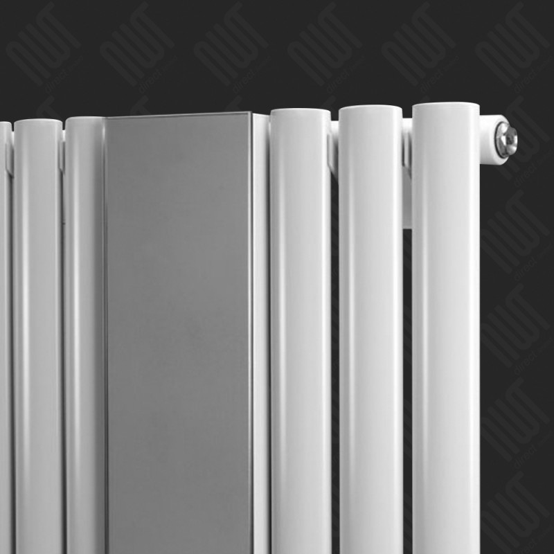 499mm (w) x 1800mm (h) Brecon White Mirror Radiator - Close up