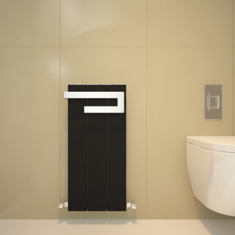 370mm (w) x 800mm (h) Carisa "Elvino Bath" Black Aluminum Designer Radiator