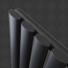 280mm (w) x 1800mm (h) Brecon Black Oval Tube Vertical Radiator (4 Sections) - Close up