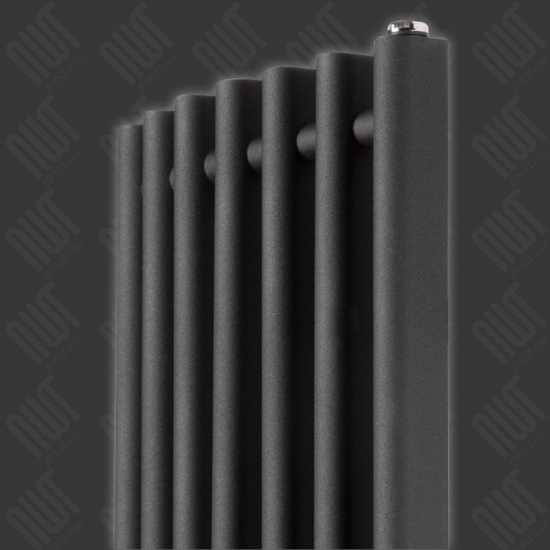 390mm (w) x 1760mm (h) "Titan" Curved Black Vertical D-Profile Designer Radiator - Close up