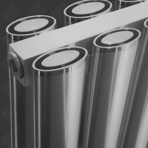 Carisa "Tallis Double" White Aluminium Oval Tube Designer Horizontal Radiators (3 Sizes) - Close up