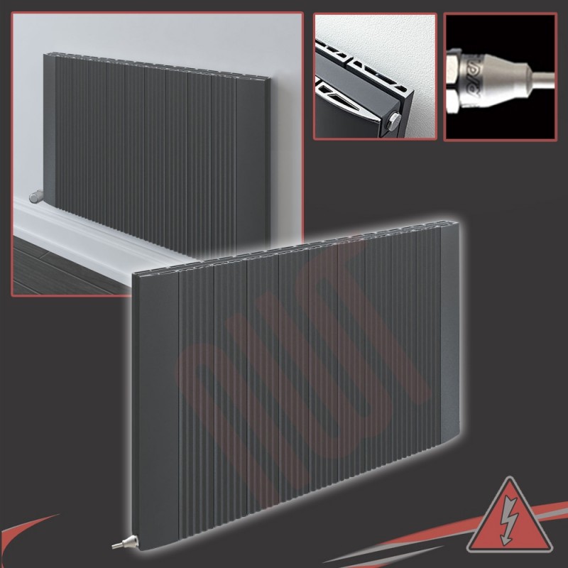 "Cariad" Anthracite Horizontal Double Panel Electric Aluminium Radiators (2 Sizes - Single Heat)