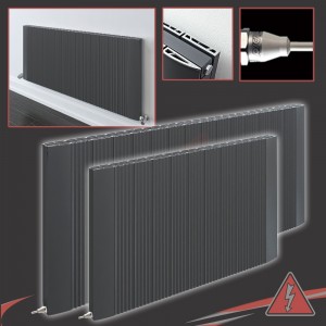 "Cariad" Anthracite Horizontal Double Panel Electric Aluminium Radiators (2 Sizes - Single Heat)