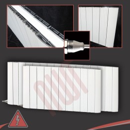 "Cariad" White Horizontal Double Panel Electric Aluminium Radiators (2 Sizes - Single Heat)