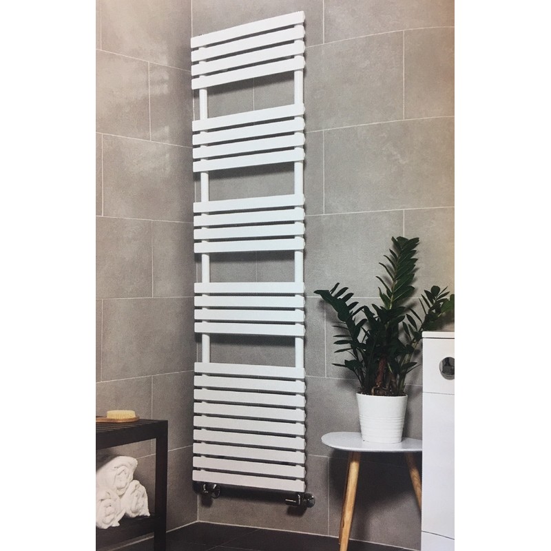 500mm (w) x 1742mm (h) "Solar" White Designer Towel Rail