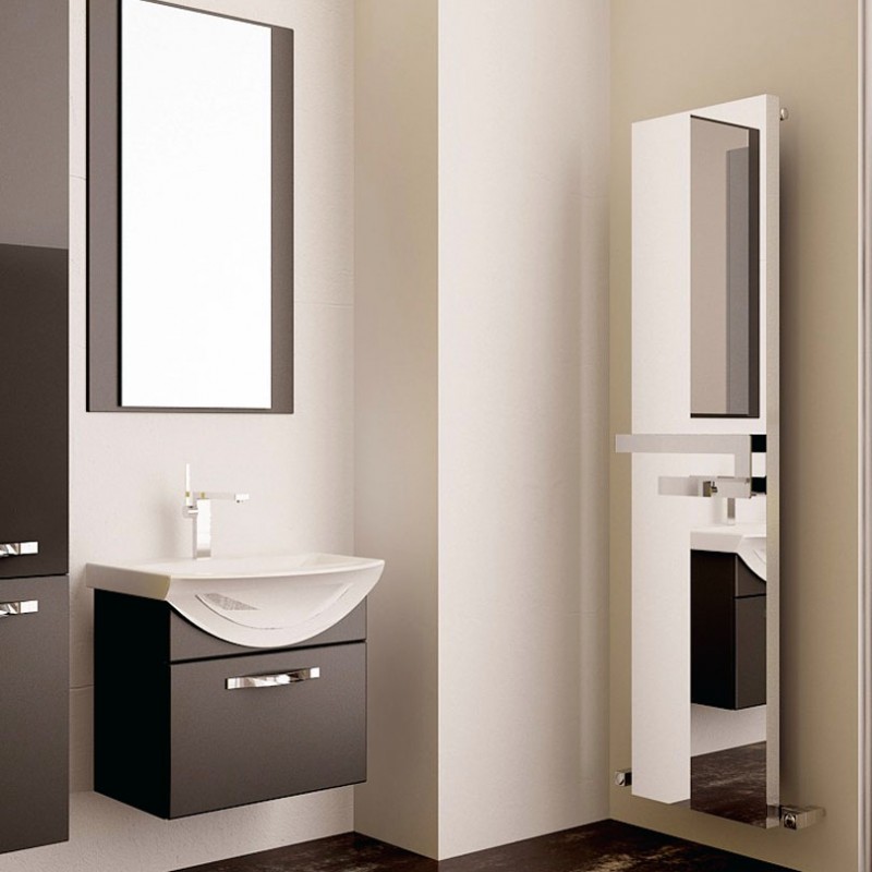 370mm (w) x 1800mm (h) Carisa "Elvino Bath Mirror" Aluminum Designer Mirror Radiator