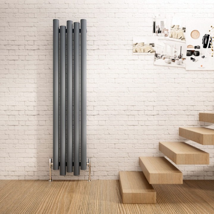 Carisa "Motion" Textured Anthracite Aluminium Designer Vertical Radiators (2 Sizes)