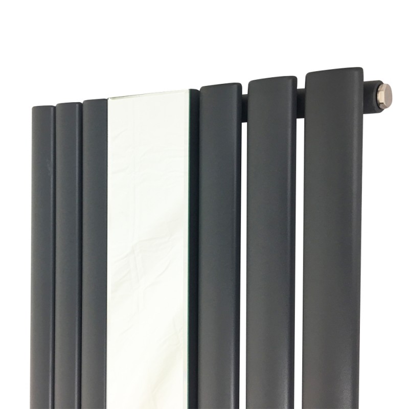 499mm (w) x 1800mm (h) Brecon Anthracite Mirror Radiator - Close up