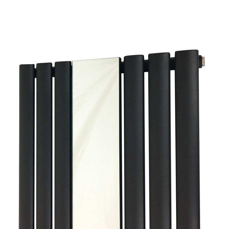 499mm (w) x 1800mm (h) Brecon Black Mirror Radiator - Close up