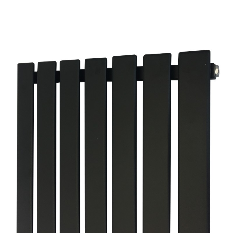 516mm x 1250mm Corwen Black Vertical Radiator - Close up