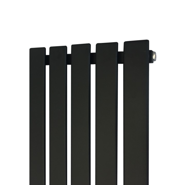 360mm x 1850mm Black Vertical Radiator - Close up